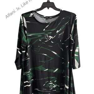 Alfani Women's Abstract Black and Green Tunic